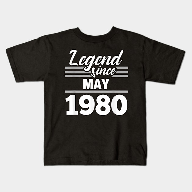 39th Birthday Gift Legend Since May 1980 Kids T-Shirt by bummersempre66